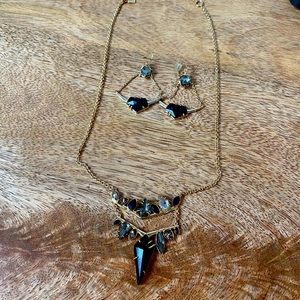 Alexis Bittar black/gold necklace and earrings